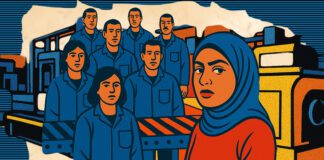 النساء في الانتخابات النقابية العمالية.. عزوف عن المشاركة وفرص محجوزة للذكور وفق مراقبين، فإن الحضور النسائي داخل انتخابات النقابات العمالية، يواجه ندرة في التواجد، سواء على مستوى الترشح أو المشاركة للعاملات، تتساوى في ذلك النقابات العامة التابعة للاتحاد العام لنقابات عمال مصر، أو في النقابات المستقلة - تصميم سلمى الطوبجي - فكر تاني